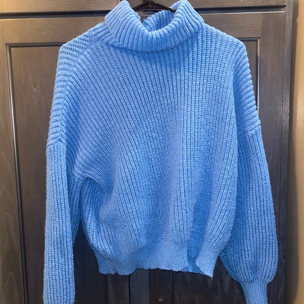 Elegant Sky Blue Turtleneck Sweater